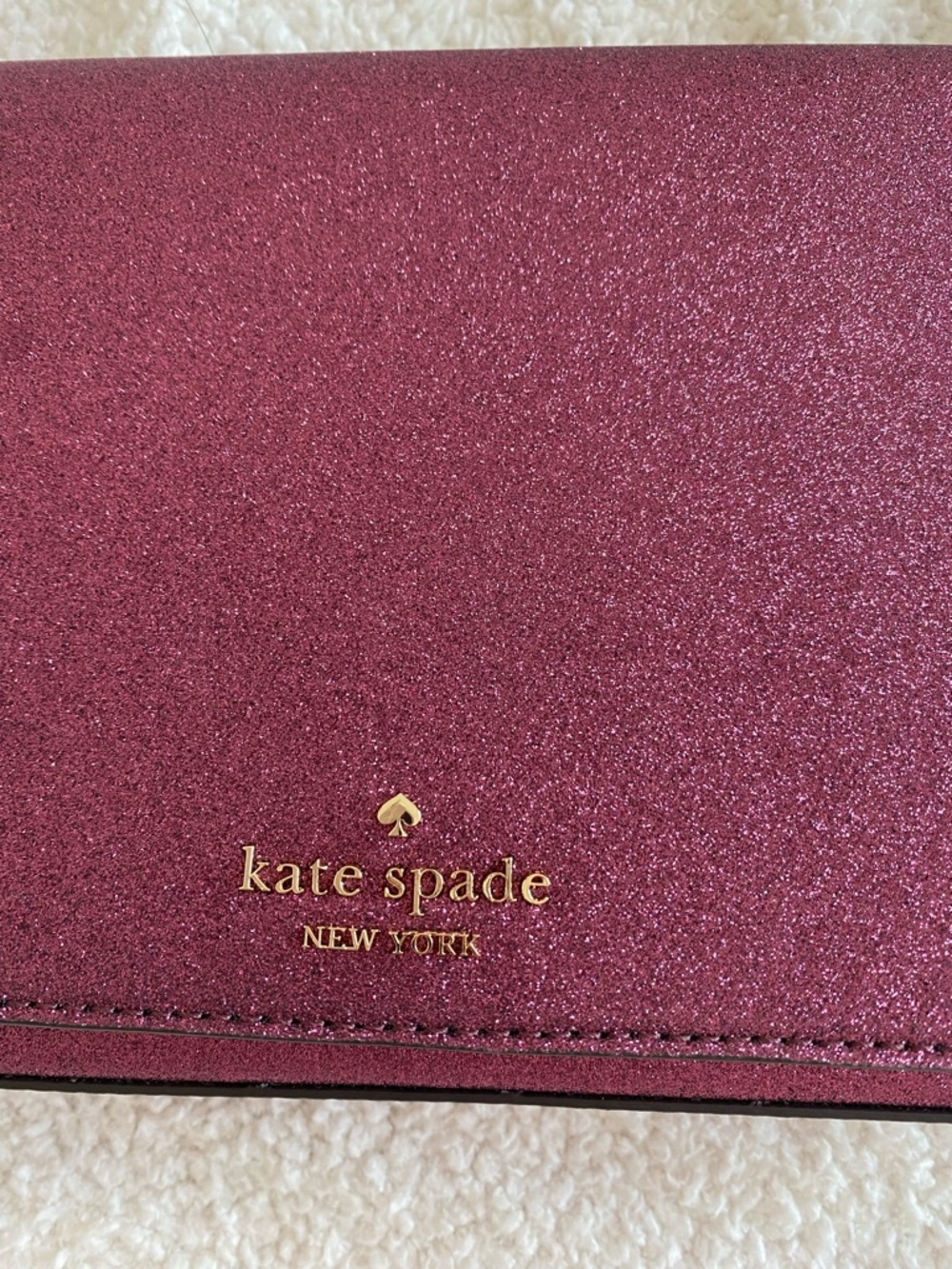 Kate Spade New York Glitter Shoulder Bag Deep Berry Tinsel NWT - Picture 2 of 9